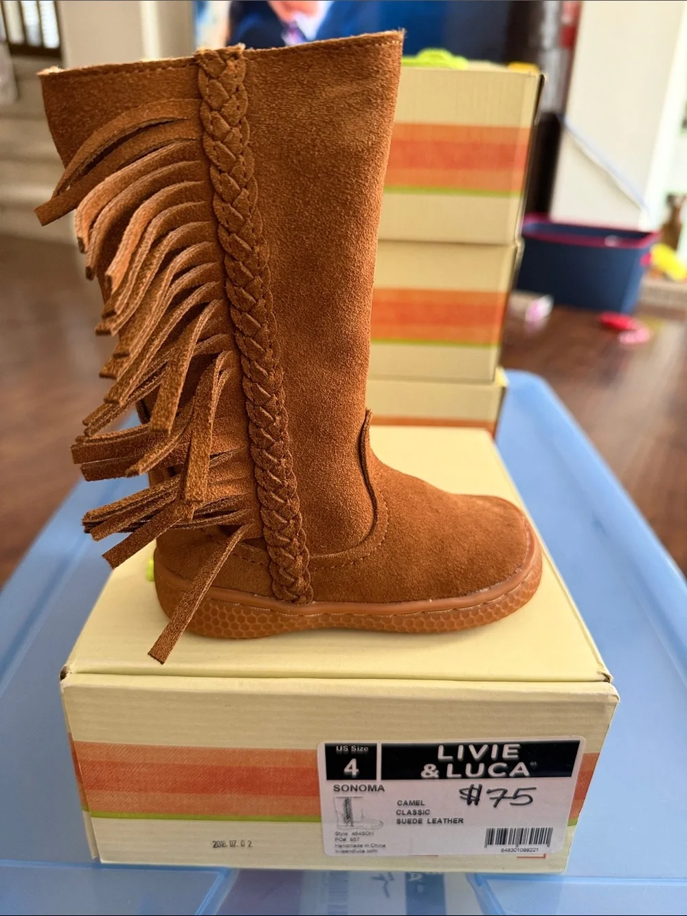 Livie & Luca Chestnut Suede Fringe Boot for Kids